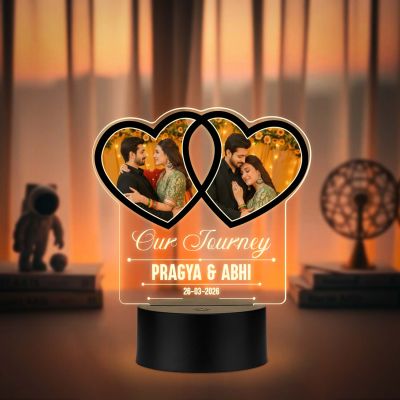 Personalized Couples UV Print Heart Shape LED Photo Lamp Multicolor Acrylic Light